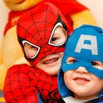 Two children in carnival costumes