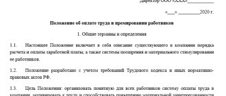 Изменения в положение об оплате труда — образец 2020