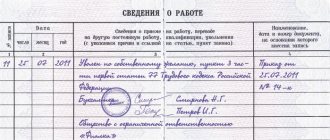 Образец записи в трудовой книжке об увольнении по собственному желанию