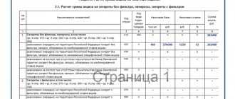 An example of filling out an excise tax return