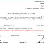 Заявление о выдаче денег под отчет
